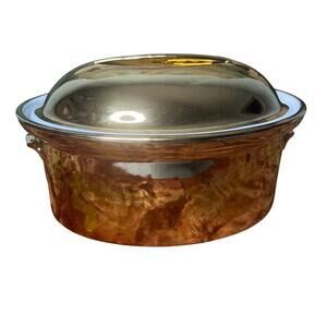 VTG 70s Royal Worcester Covered Casserole Luster Gold 2 Qt Round Size 24 Shape 5